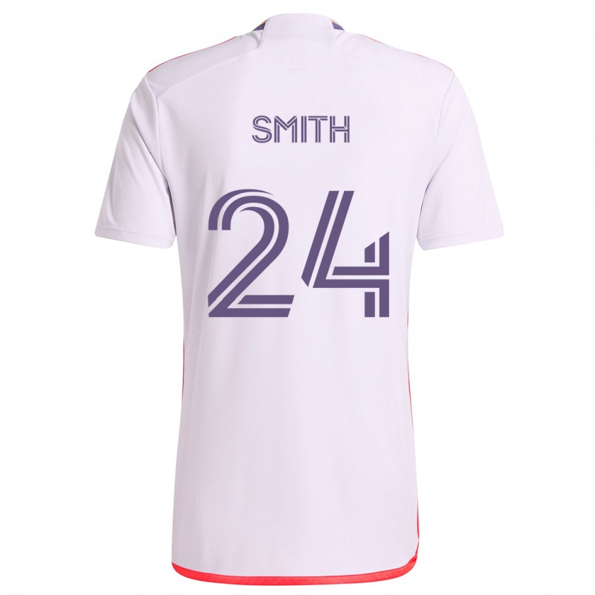 Kids Football Kyle Smith #24 White Red Purple Away Jersey 2024/25 T-Shirt