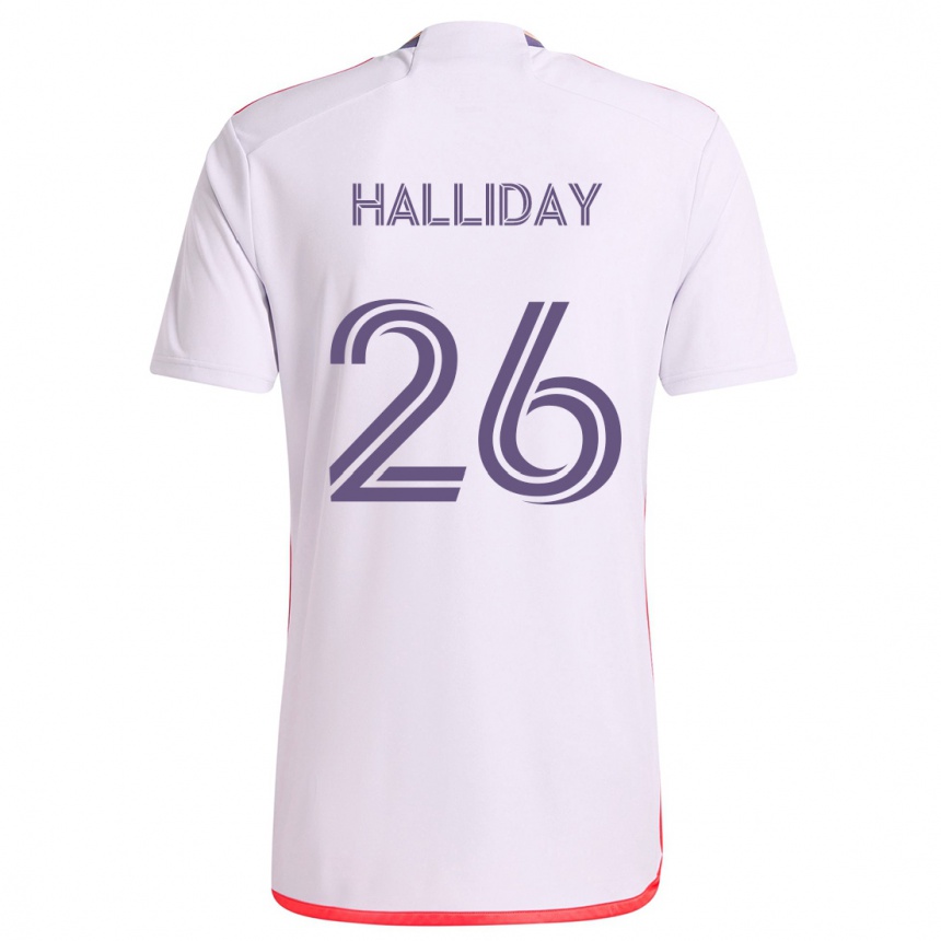 Kids Football Michael Halliday #26 White Red Purple Away Jersey 2024/25 T-Shirt