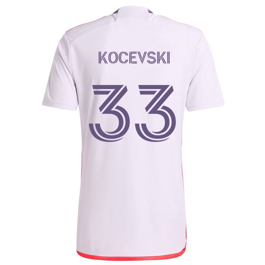 Kids Football Jeorgio Kocevski #33 White Red Purple Away Jersey 2024/25 T-Shirt