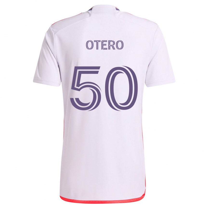 Kids Football Javier Otero #50 White Red Purple Away Jersey 2024/25 T-Shirt