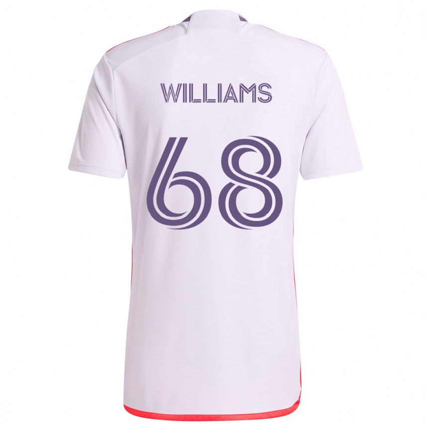 Kids Football Thomas Williams #68 White Red Purple Away Jersey 2024/25 T-Shirt