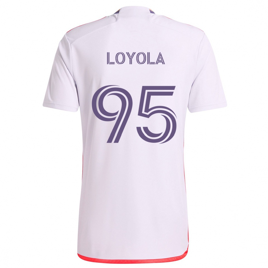 Kids Football Favian Loyola #95 White Red Purple Away Jersey 2024/25 T-Shirt