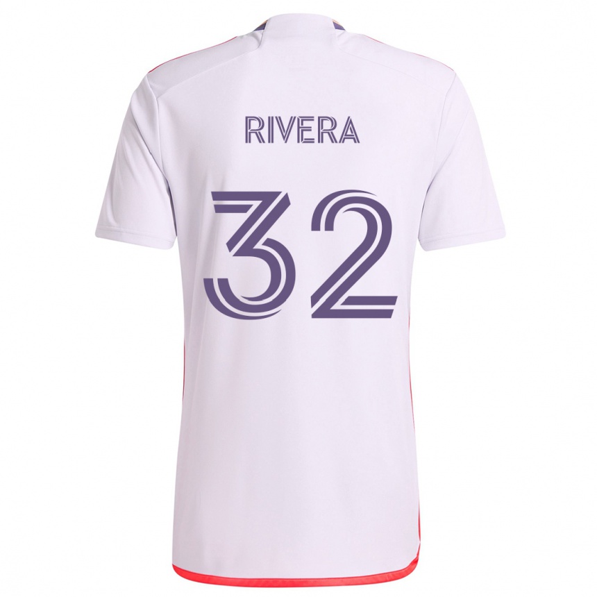 Kids Football Wilfredo Rivera #32 White Red Purple Away Jersey 2024/25 T-Shirt