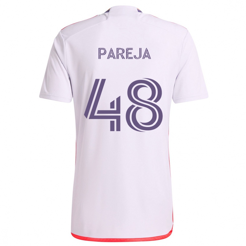 Kids Football Diego Pareja #48 White Red Purple Away Jersey 2024/25 T-Shirt