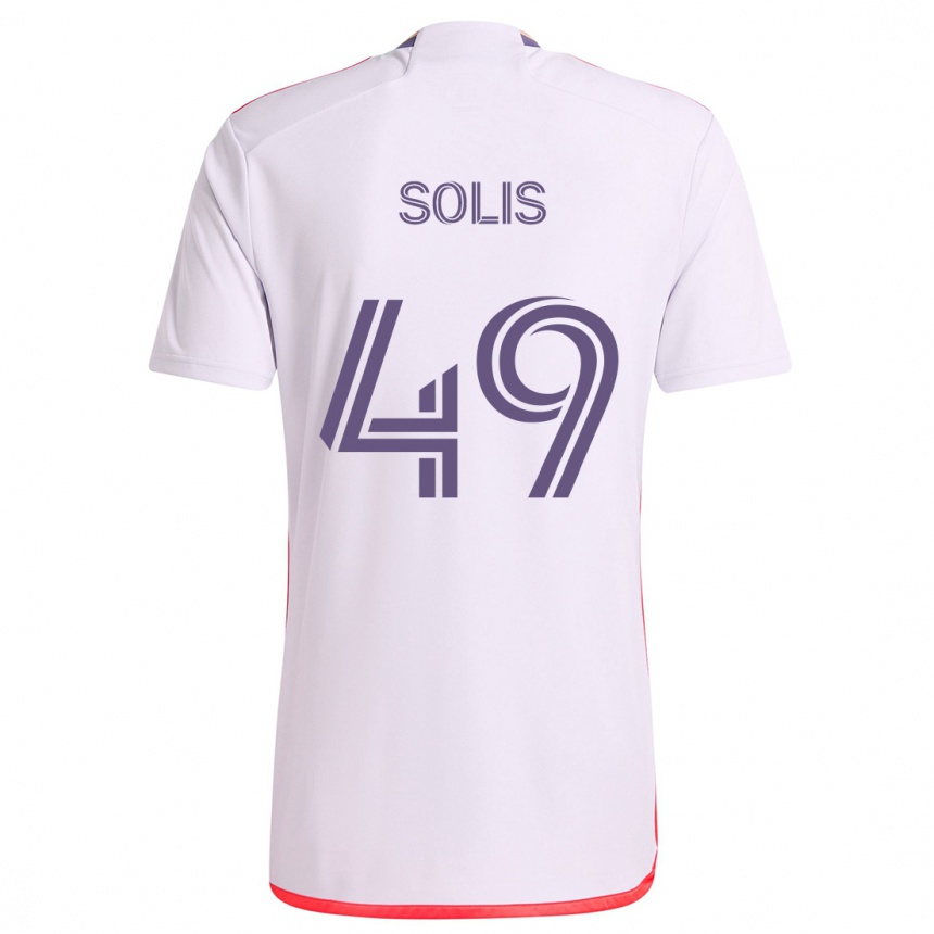 Kids Football Jhon Solís #49 White Red Purple Away Jersey 2024/25 T-Shirt