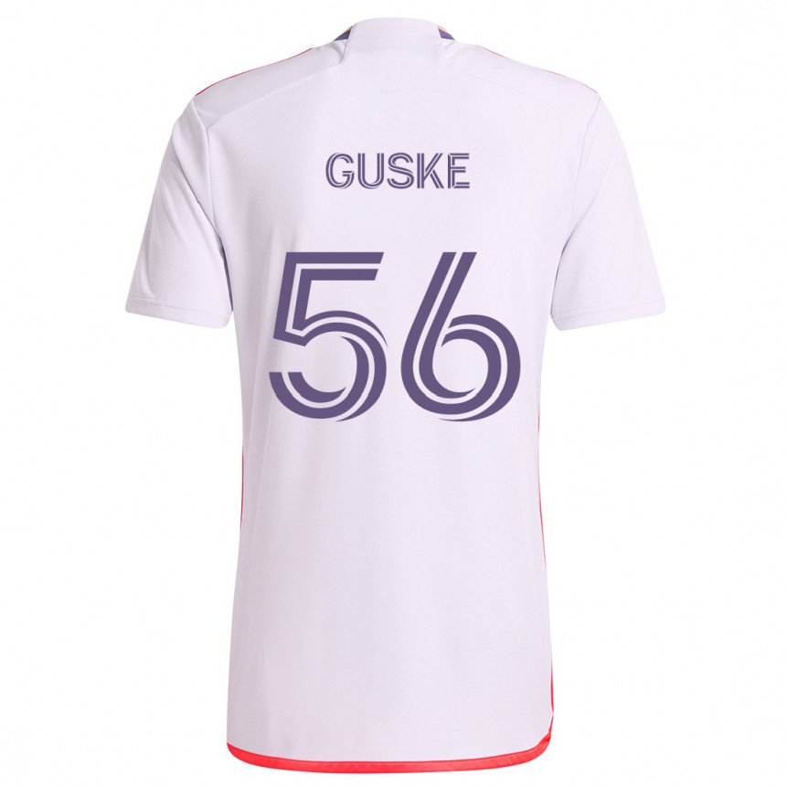 Kids Football Colin Guske #56 White Red Purple Away Jersey 2024/25 T-Shirt