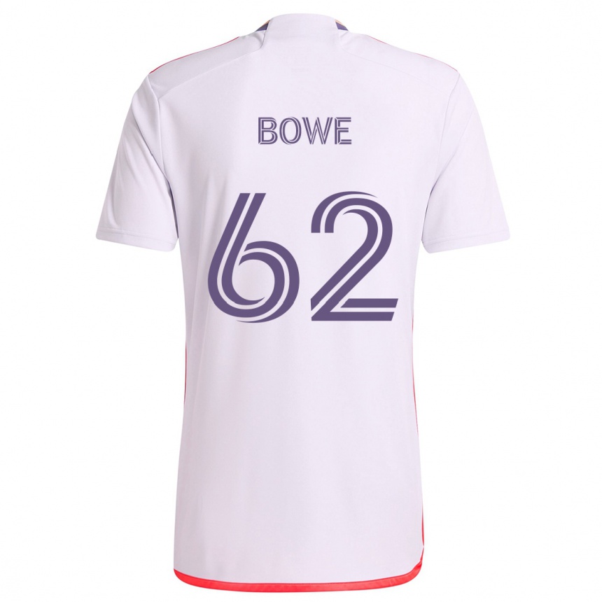 Kids Football Thomas Bowe #62 White Red Purple Away Jersey 2024/25 T-Shirt