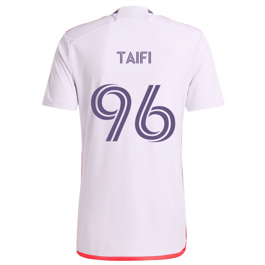 Kids Football Zakaria Taifi #96 White Red Purple Away Jersey 2024/25 T-Shirt