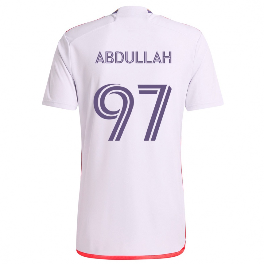 Kids Football Majed Abdullah #97 White Red Purple Away Jersey 2024/25 T-Shirt