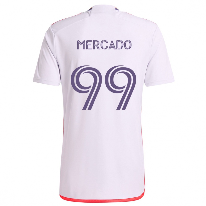 Kids Football Carlos Mercado #99 White Red Purple Away Jersey 2024/25 T-Shirt