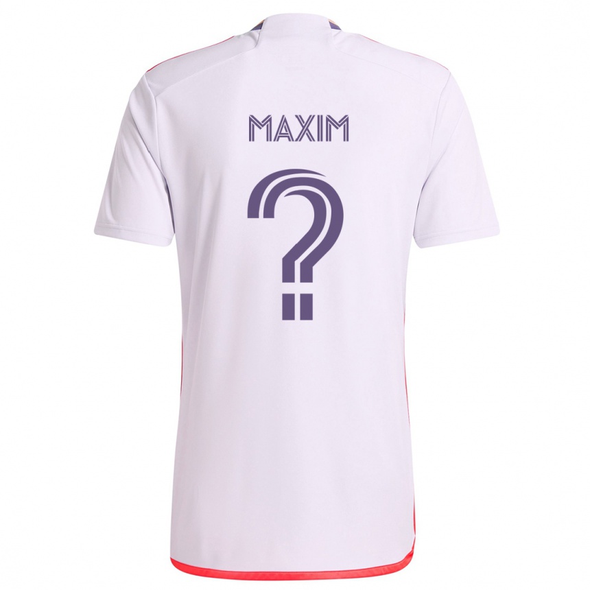 Kids Football Luca Maxim #0 White Red Purple Away Jersey 2024/25 T-Shirt