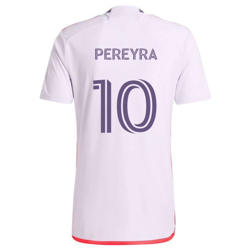 Kids Football Mauricio Pereyra #10 White Red Purple Away Jersey 2024/25 T-Shirt