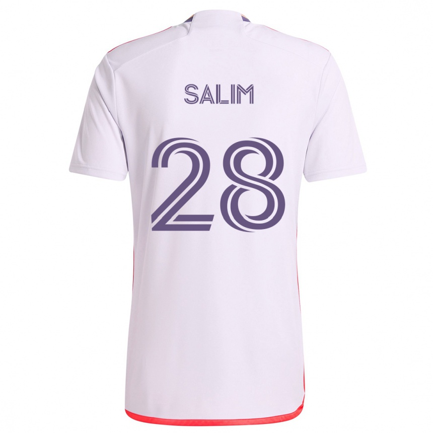 Kids Football Abdi Salim #28 White Red Purple Away Jersey 2024/25 T-Shirt