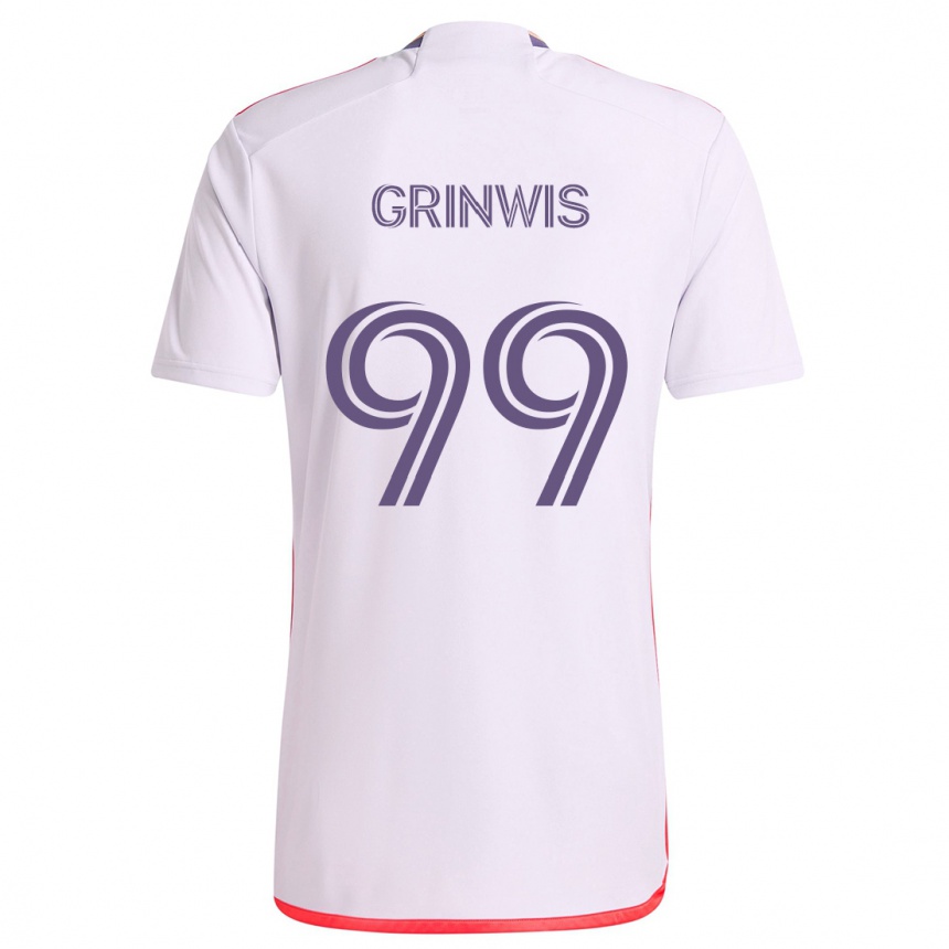 Kids Football Adam Grinwis #99 White Red Purple Away Jersey 2024/25 T-Shirt