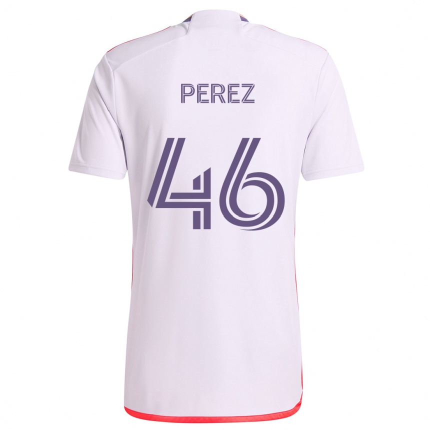 Kids Football Franco Pérez #46 White Red Purple Away Jersey 2024/25 T-Shirt