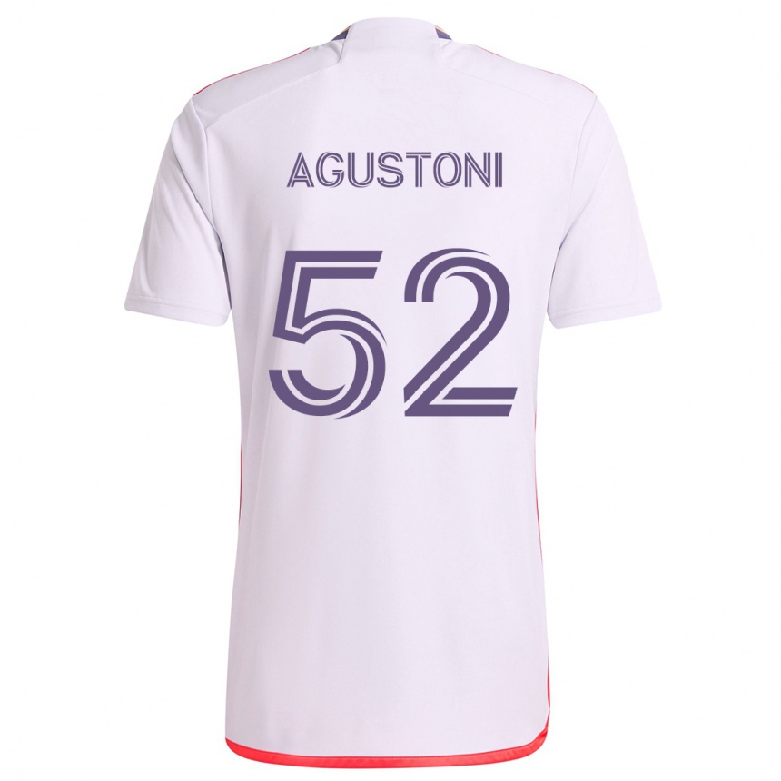 Kids Football Gonzalo Agustoni #52 White Red Purple Away Jersey 2024/25 T-Shirt