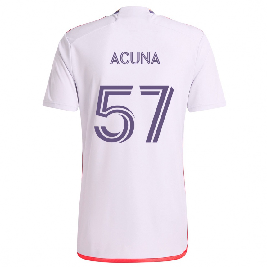 Kids Football Cristofer Acuña #57 White Red Purple Away Jersey 2024/25 T-Shirt