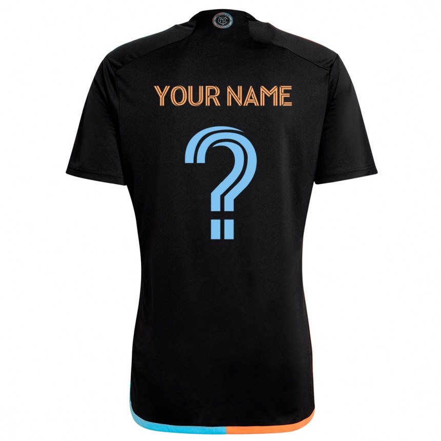 Kids Football Your Name #0 Black Orange Blue Away Jersey 2024/25 T-Shirt