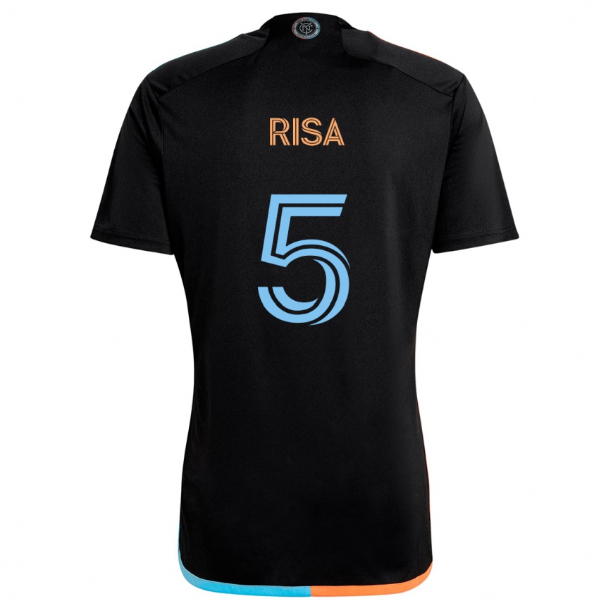 Kids Football Birk Risa #5 Black Orange Blue Away Jersey 2024/25 T-Shirt