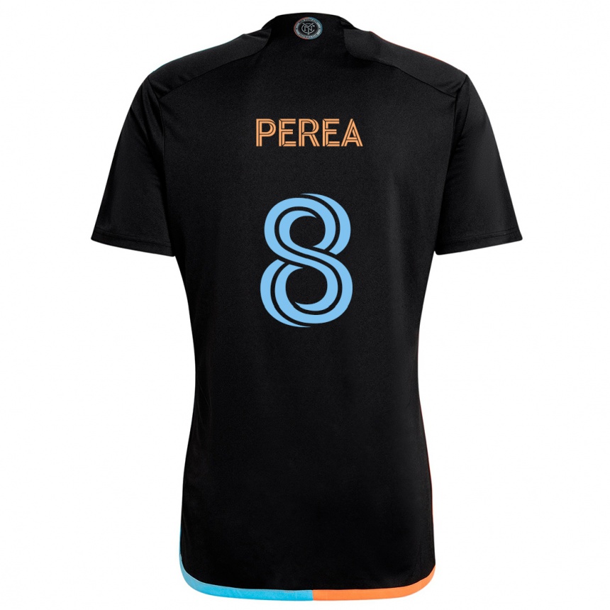 Kids Football Andrés Perea #8 Black Orange Blue Away Jersey 2024/25 T-Shirt