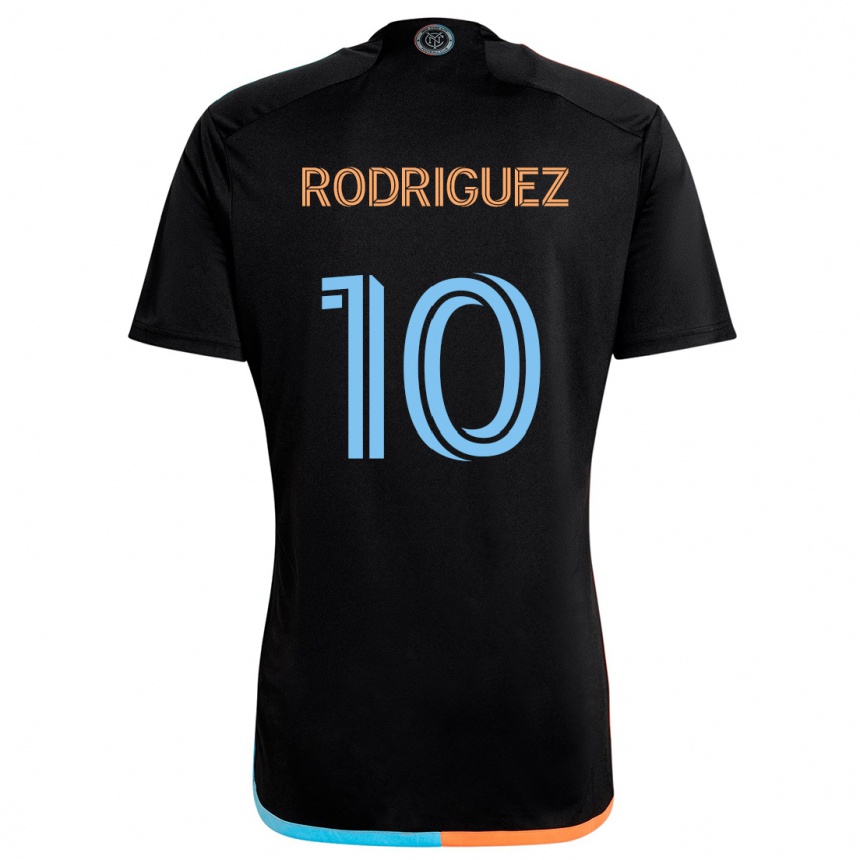 Kids Football Santiago Rodríguez #10 Black Orange Blue Away Jersey 2024/25 T-Shirt