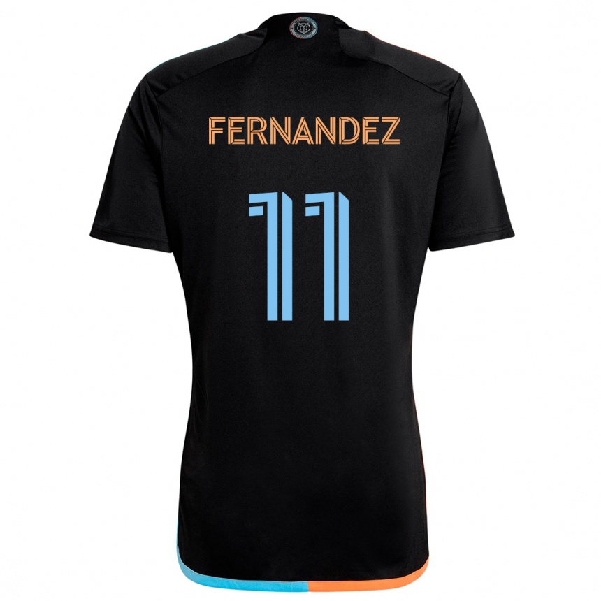 Kids Football Julián Fernández #11 Black Orange Blue Away Jersey 2024/25 T-Shirt