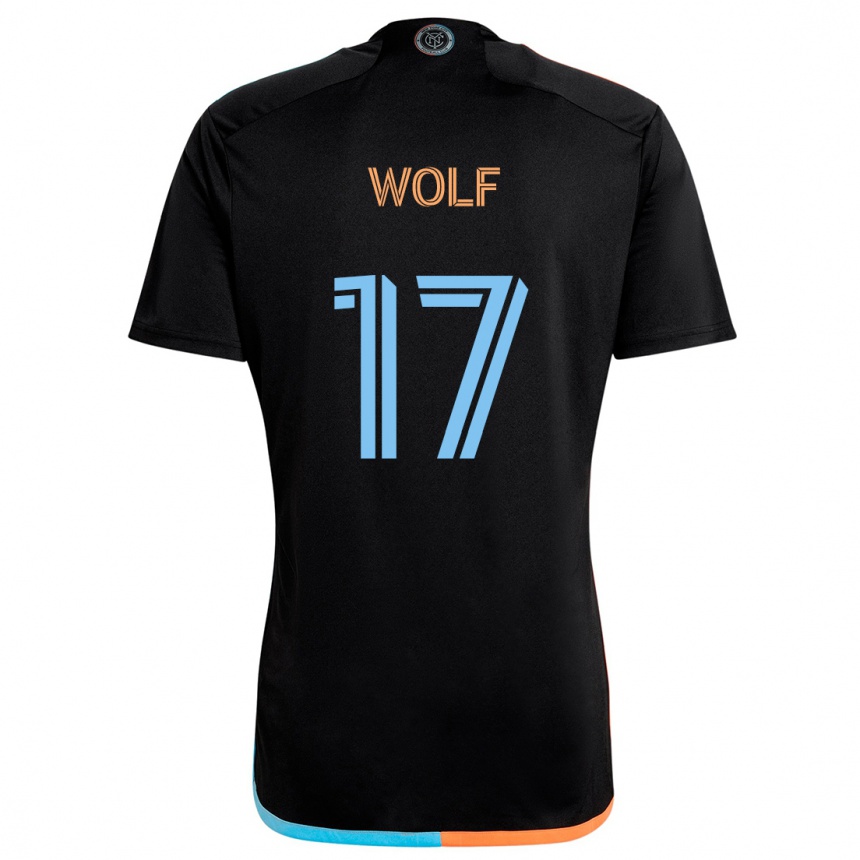 Kids Football Hannes Wolf #17 Black Orange Blue Away Jersey 2024/25 T-Shirt