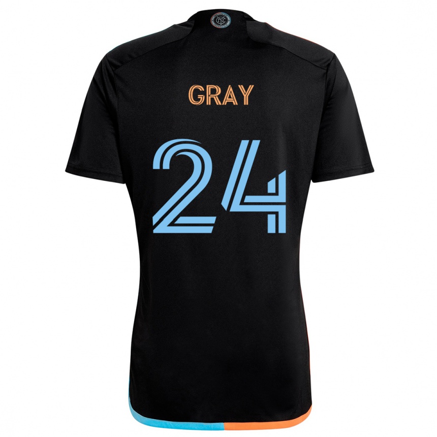 Kids Football Tayvon Gray #24 Black Orange Blue Away Jersey 2024/25 T-Shirt