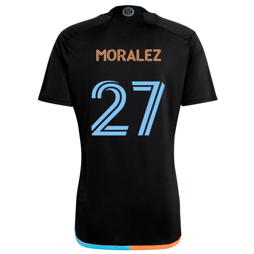 Kids Football Maxi Moralez #27 Black Orange Blue Away Jersey 2024/25 T-Shirt