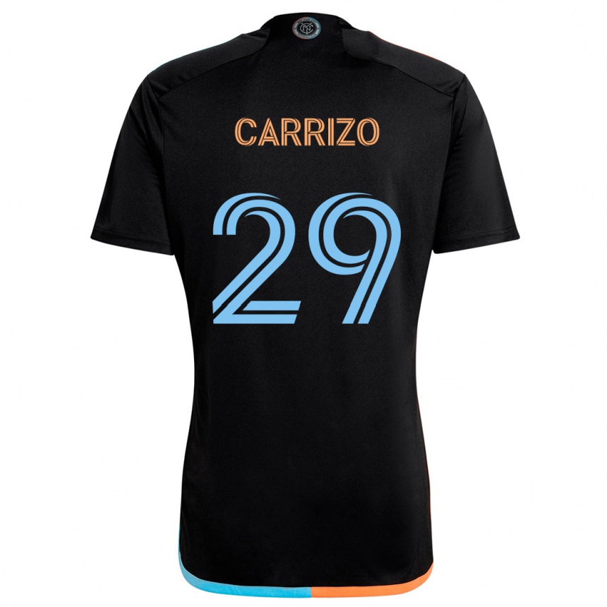 Kids Football Máximo Carrizo #29 Black Orange Blue Away Jersey 2024/25 T-Shirt