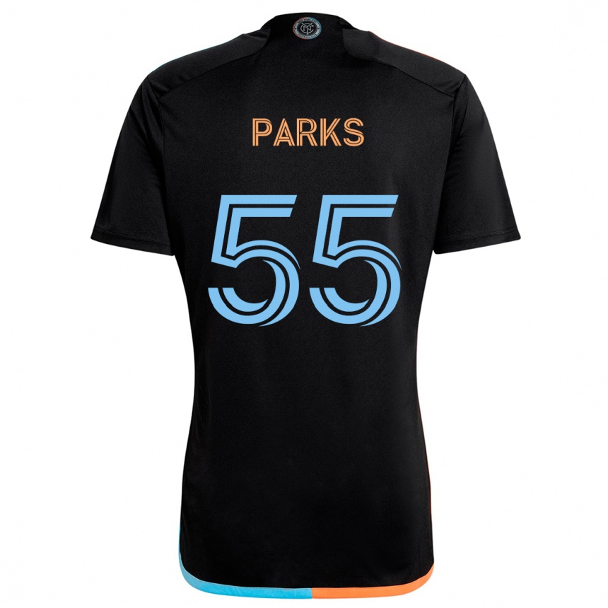 Kids Football Keaton Parks #55 Black Orange Blue Away Jersey 2024/25 T-Shirt