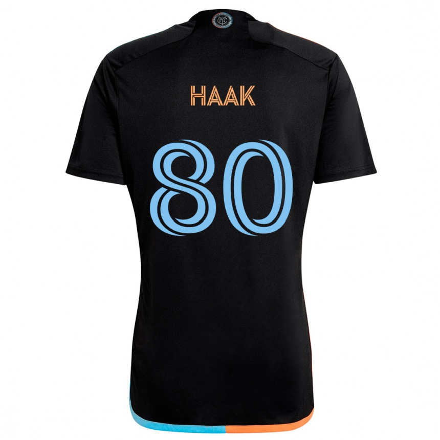 Kids Football Justin Haak #80 Black Orange Blue Away Jersey 2024/25 T-Shirt