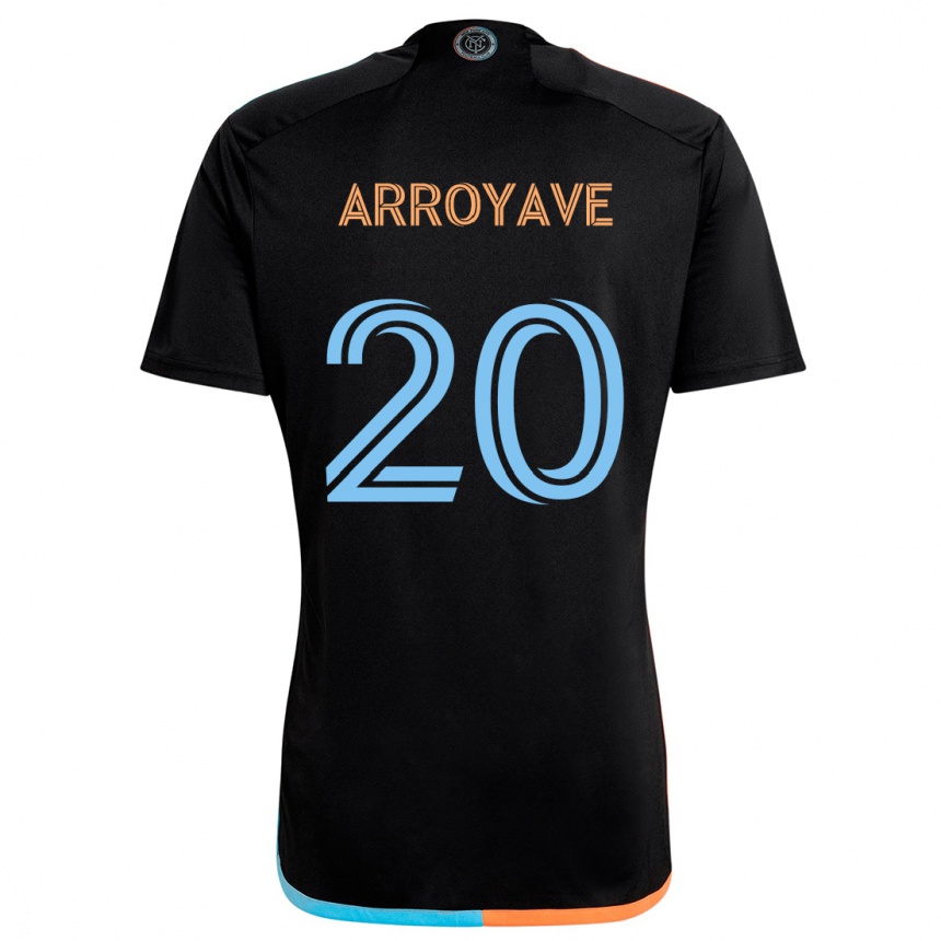 Kids Football Jacob Arroyave #20 Black Orange Blue Away Jersey 2024/25 T-Shirt