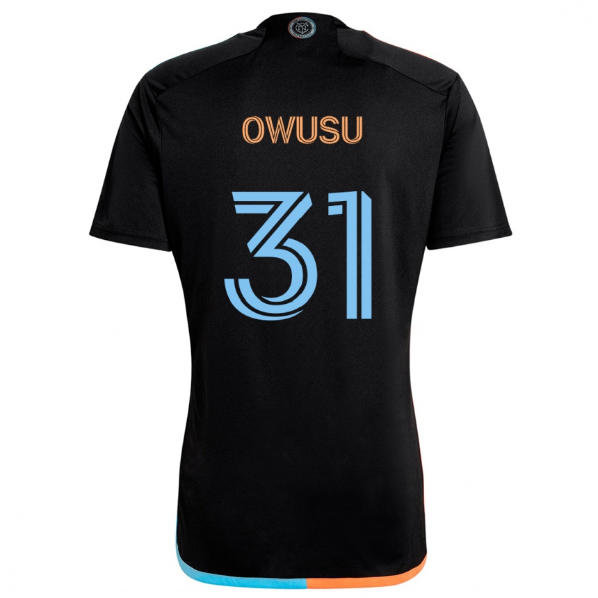 Kids Football Samuel Owusu #31 Black Orange Blue Away Jersey 2024/25 T-Shirt