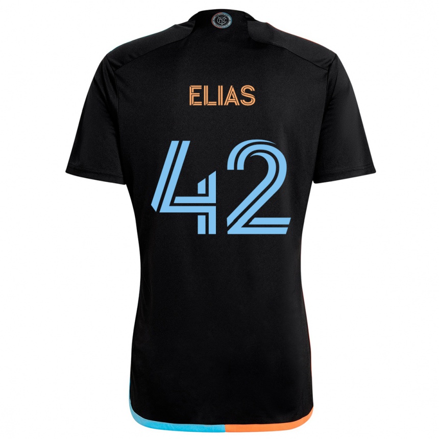 Kids Football Piero Elias #42 Black Orange Blue Away Jersey 2024/25 T-Shirt