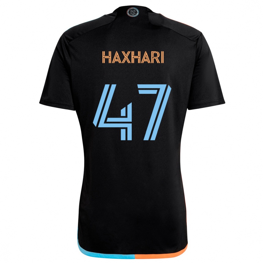 Kids Football Klevis Haxhari #47 Black Orange Blue Away Jersey 2024/25 T-Shirt