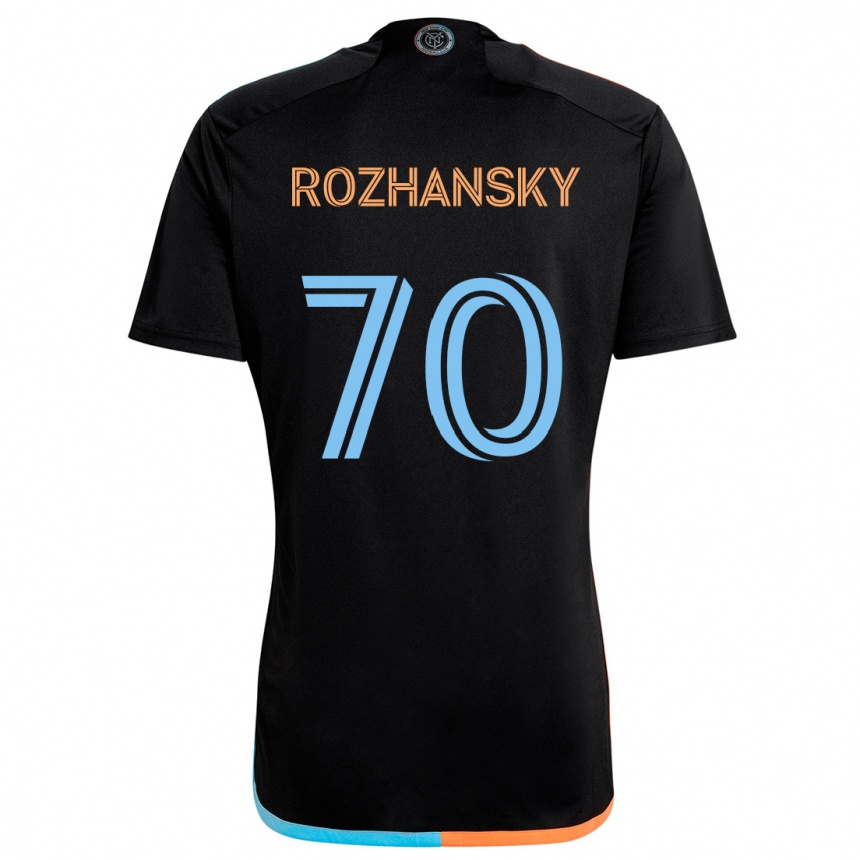 Kids Football Jake Rozhansky #70 Black Orange Blue Away Jersey 2024/25 T-Shirt