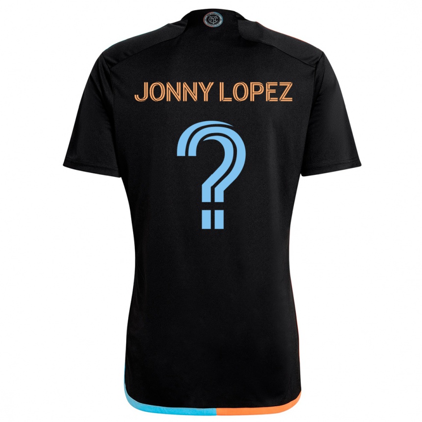 Kids Football Jonny Lopez #0 Black Orange Blue Away Jersey 2024/25 T-Shirt