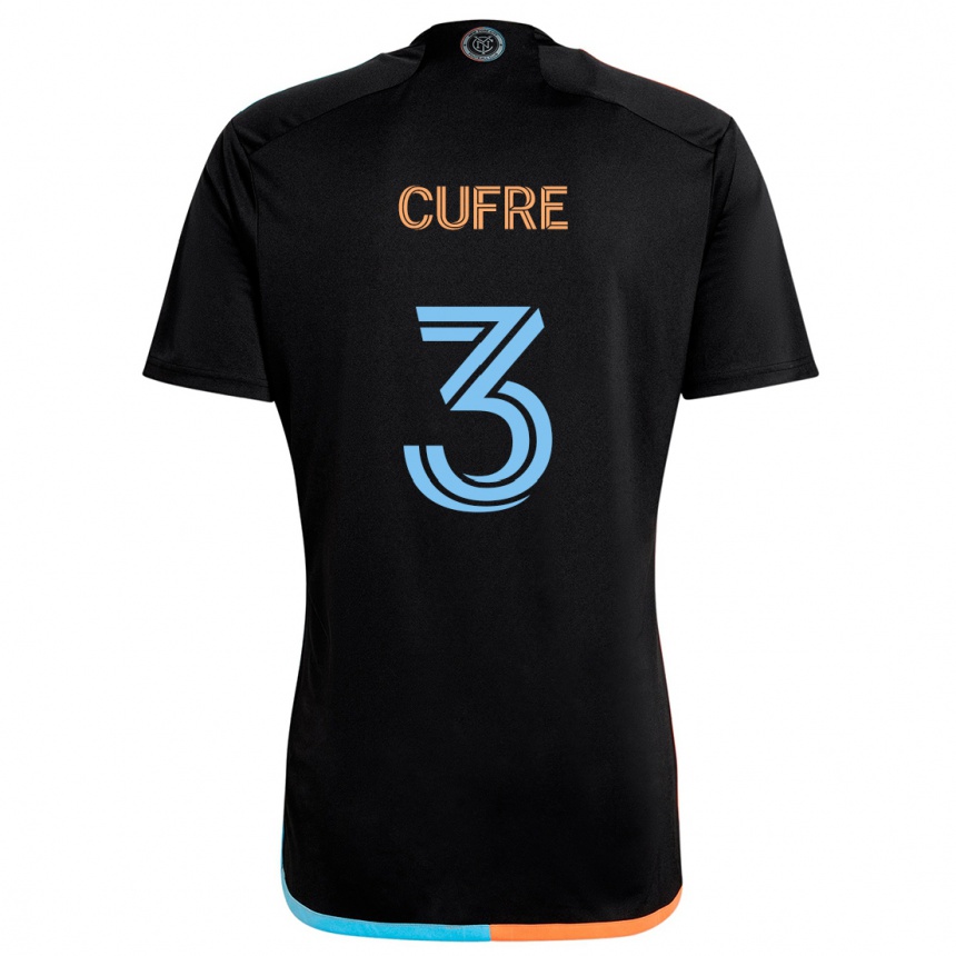 Kids Football Braian Cufré #3 Black Orange Blue Away Jersey 2024/25 T-Shirt