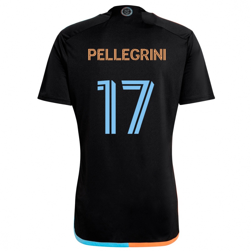 Kids Football Matías Pellegrini #17 Black Orange Blue Away Jersey 2024/25 T-Shirt