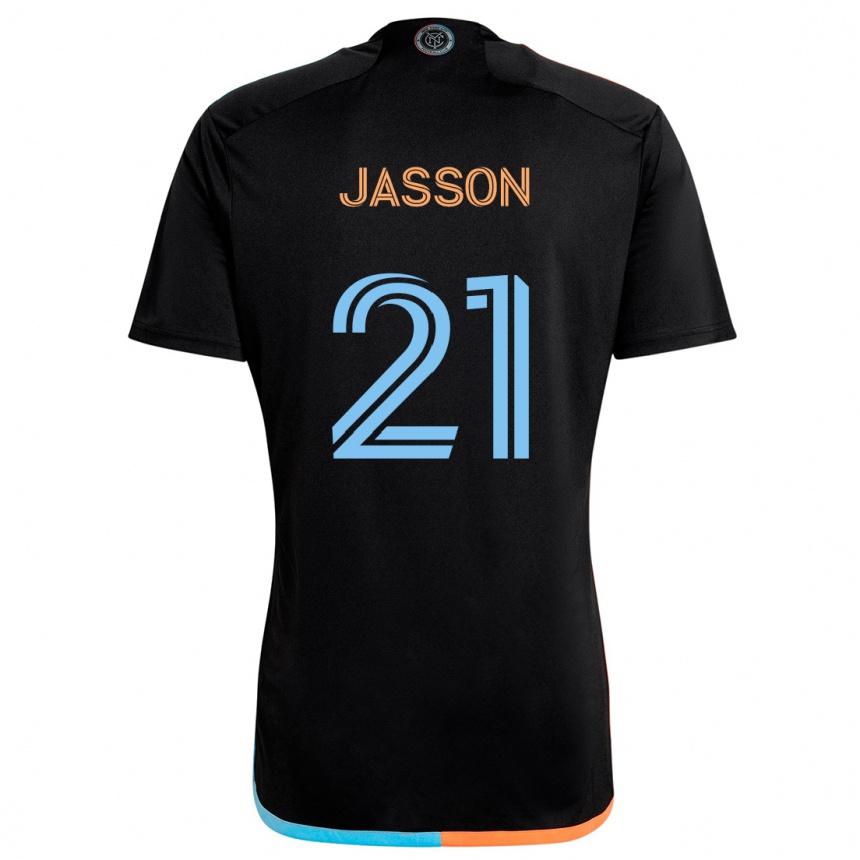 Kids Football Andres Jasson #21 Black Orange Blue Away Jersey 2024/25 T-Shirt