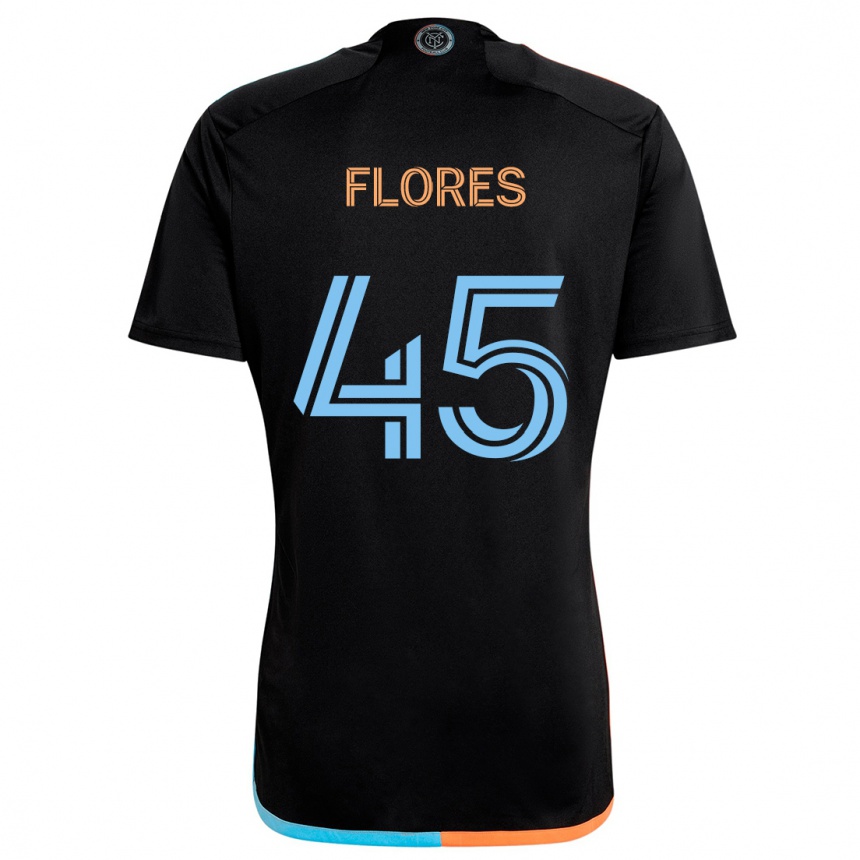 Kids Football Brian Flores #45 Black Orange Blue Away Jersey 2024/25 T-Shirt