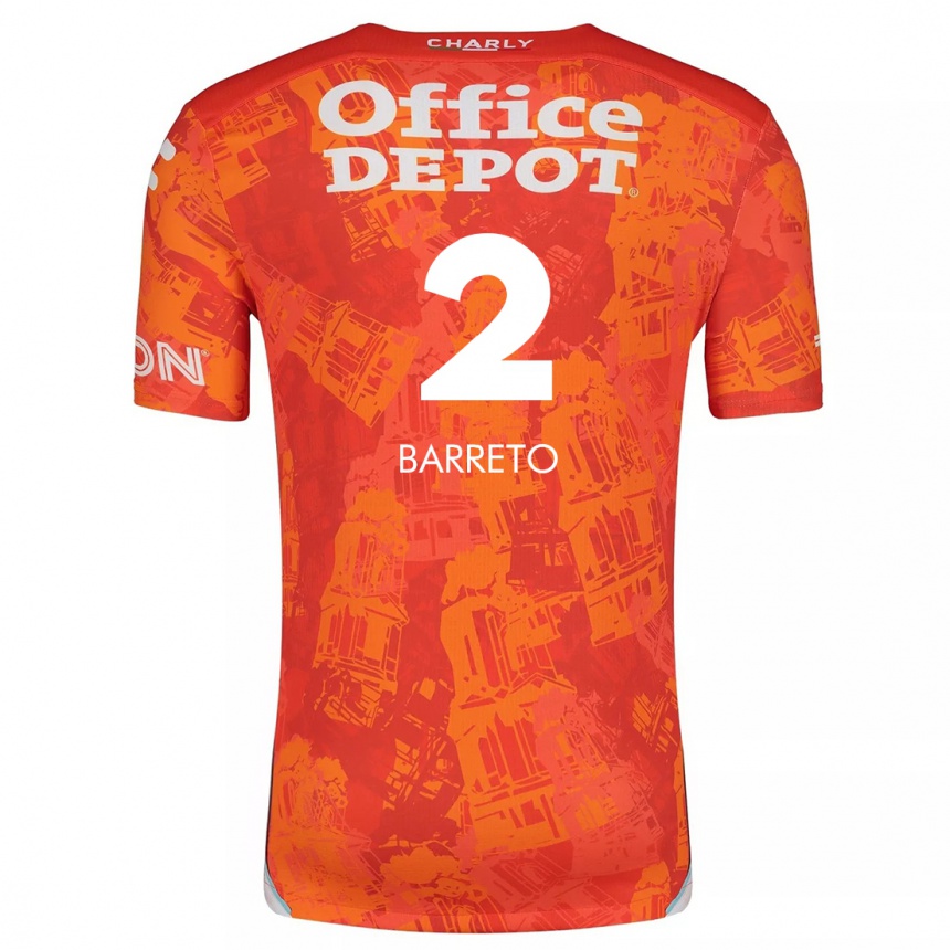 Kids Football Sergio Barreto #2 Orange White Away Jersey 2024/25 T-Shirt