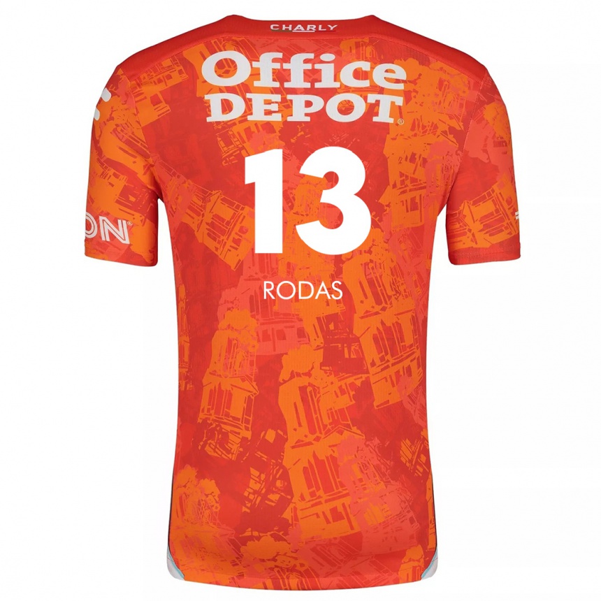 Kids Football Carlos Rodas #13 Orange White Away Jersey 2024/25 T-Shirt