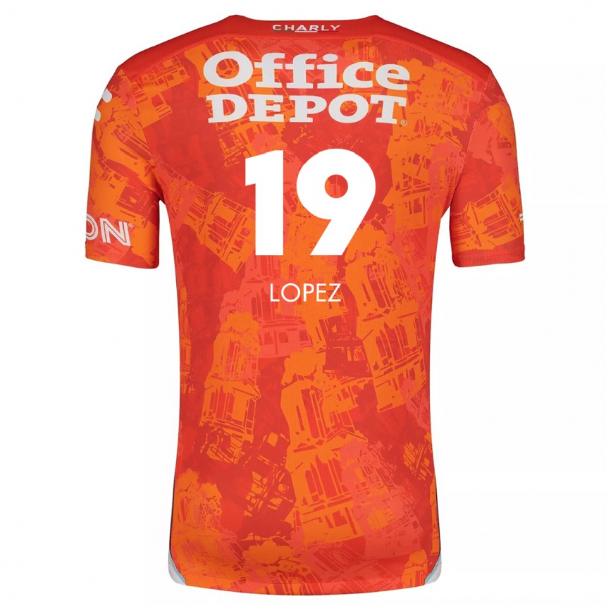 Kids Football Javier Eduardo López #19 Orange White Away Jersey 2024/25 T-Shirt