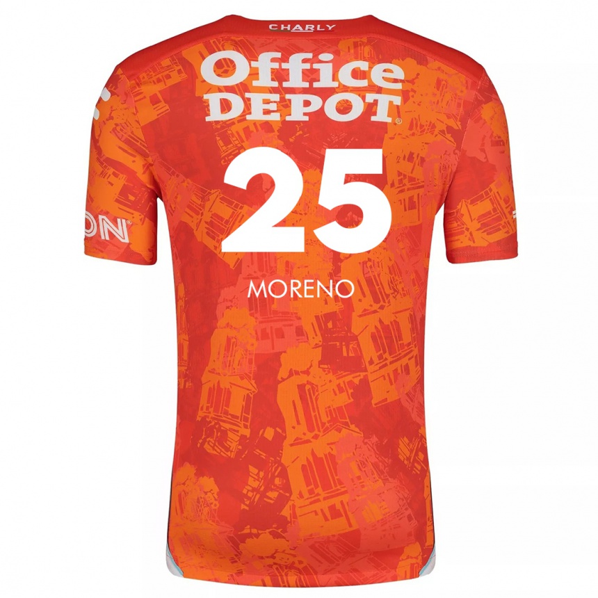 Kids Football Carlos Moreno #25 Orange White Away Jersey 2024/25 T-Shirt