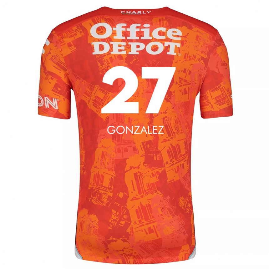 Kids Football Owen González #27 Orange White Away Jersey 2024/25 T-Shirt