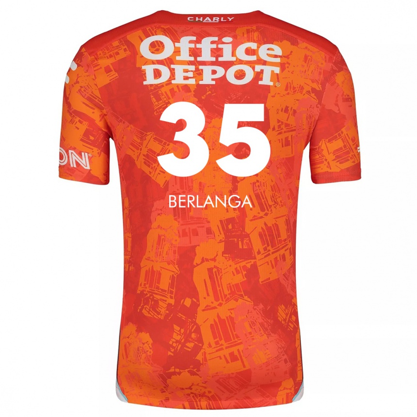 Kids Football Jorge Berlanga #35 Orange White Away Jersey 2024/25 T-Shirt