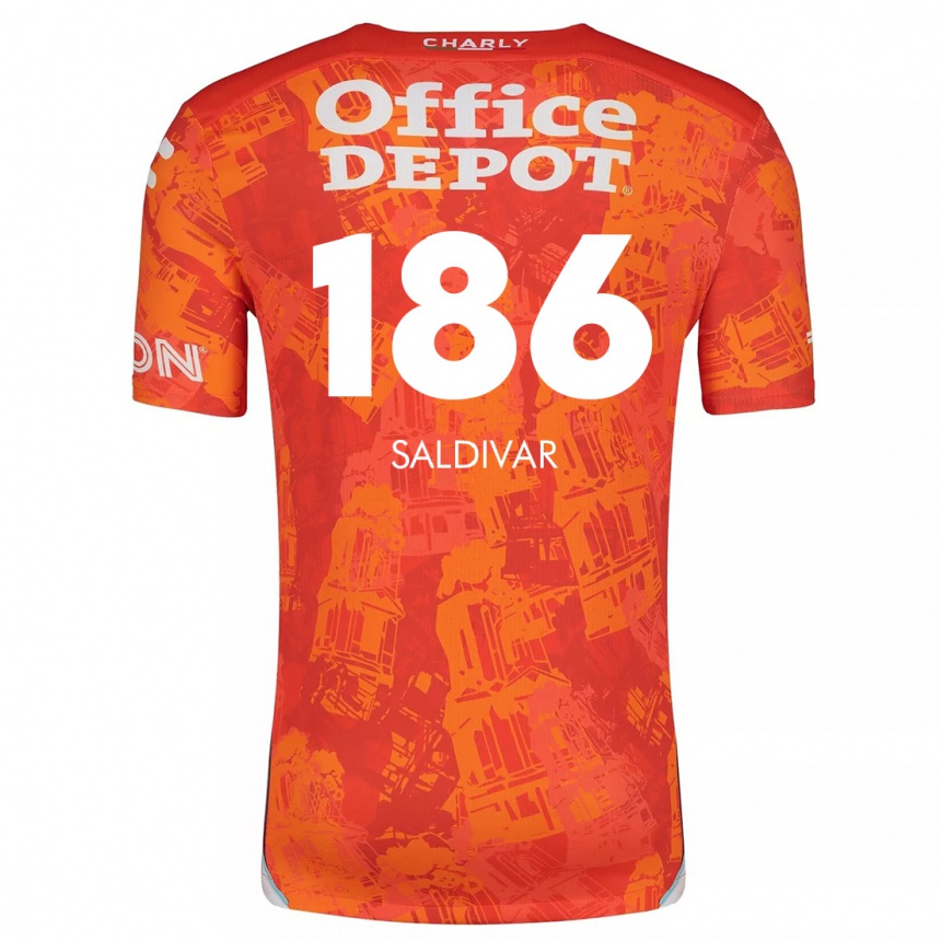 Kids Football José Saldívar #186 Orange White Away Jersey 2024/25 T-Shirt