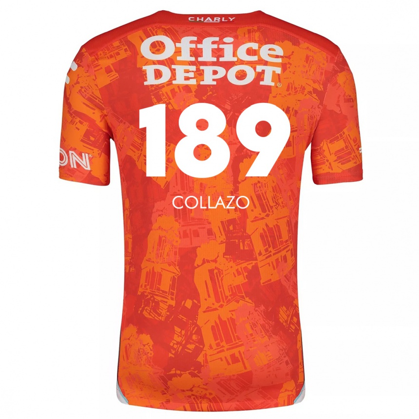 Kids Football David Collazo #189 Orange White Away Jersey 2024/25 T-Shirt